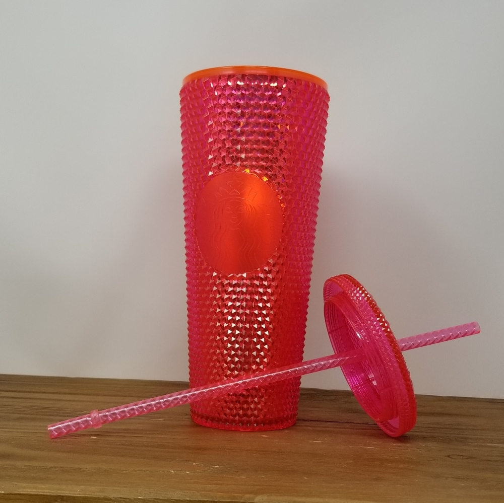 Starbucks neon pink studded venti cup NWT